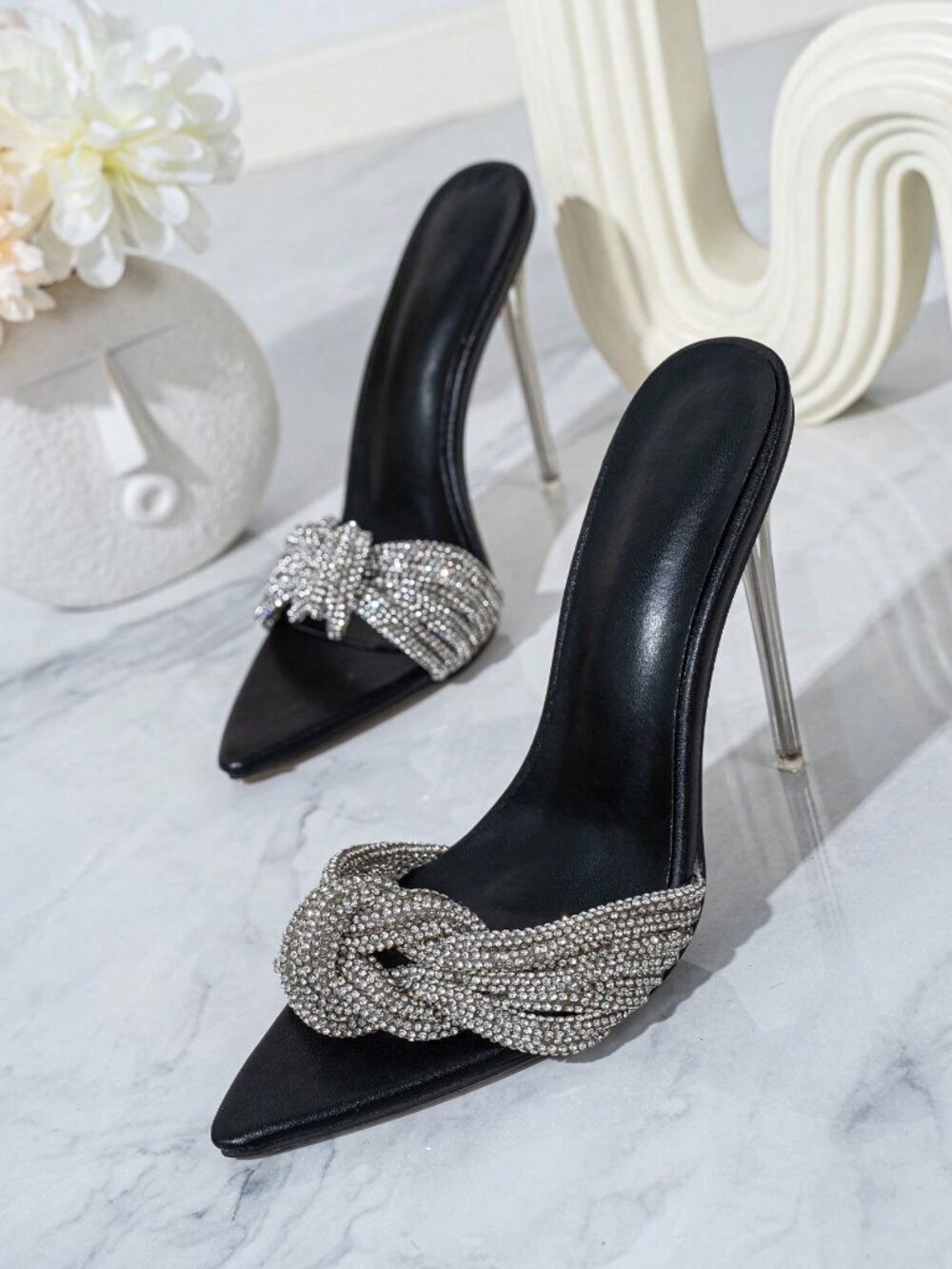 Black Glamorous Women's High Heel Sandals